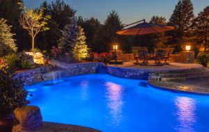 Outdoor pool lighting design by Backyard by Design Kansas City