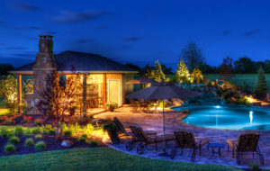 Outdoor pool lighting design by Backyard by Design Kansas City