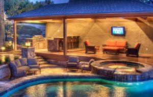 Pool house build by backyard by design KC